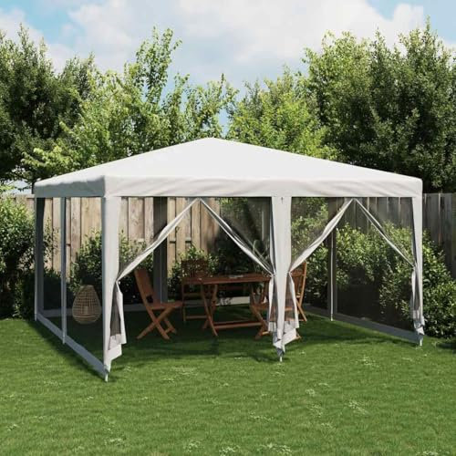 Refined Carpa para Fiestas con 8 Paredes de Malla HDPE Blanco 4x4 m