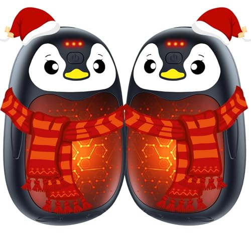 FANDLISS Scaldamani Elettrici, Set da 2, Neri, con 8000 mAh, Scalda Tasche USB Riutilizzabili con 3 Livelli di Calore, Regali Invernali per Donne e Uomini, Attività all'Aperto, Campeggio, Sport