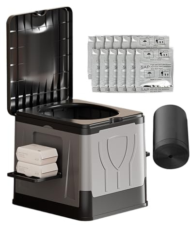 Frfik Toilette Portable pour Adultes | WC de Camping Pliable | 33,5 cm de Voyage pour Toilettes extérieures | -Home Compact avec Sacs pour bacs et Agent désodorisant de Voiture de Plage de t