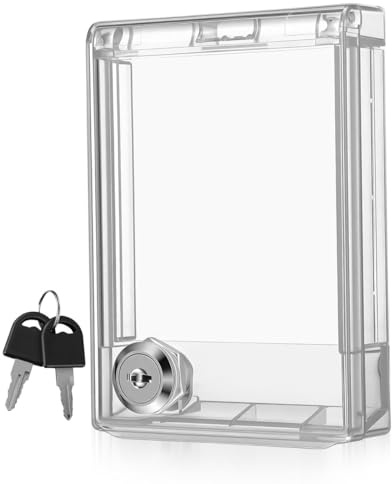 Thermostat Lock Box with 2 Keys, Clear Wall Mounted Thermostat Guard, Tamper Proof Protective Cover for Hive, Nest, AC Panel, Light Switch, Universal Shield for Home, School
