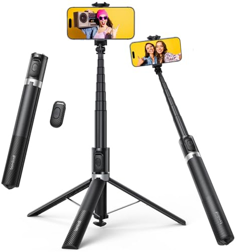 Lamicall Treppiede Smartphone, Bastone Selfie - [Apertura Automatica] 165cm Treppiede Portatile Estensibile con Telecomando Wireless & Slitta a Freddo, Alluminio, 360° Rotazione, per iPhone/Samsung