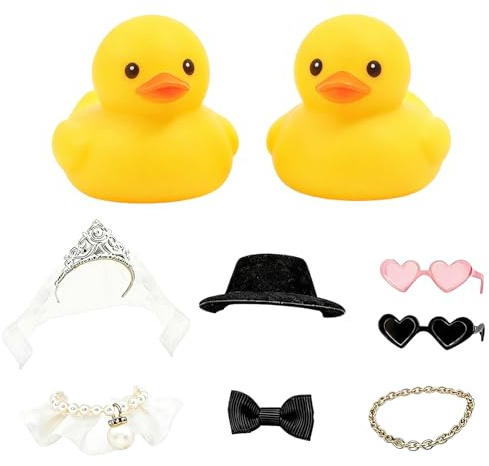 2 Stück Hochzeitsenten,Quietscheente für Hochzeit,Quietscheente Badeente Hochzeit,Hochzeitspaar,Hochzeitsgeschenke für Brautpaar,für Wedding Gift & Deko Geschenk Hochzeit