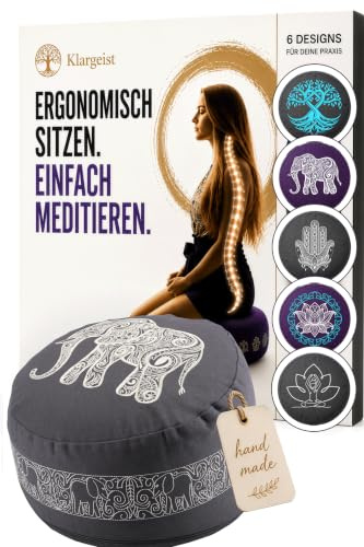 Meditationskissen | Yoga Kissen | Yogakissen | Elefant Anthrazit 17,5cm | Meditationskissen Ergonomisch | Yoga Sitzkissen | Meditationskissen Groß | Elefant Anthrazit