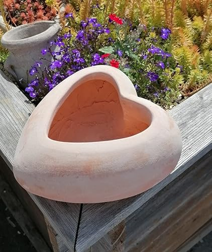 Herz Schale 23 cm, echt Terracotta Terrakotta Garten Deko Liebe Blumentopf Blumenkübel Muttertag