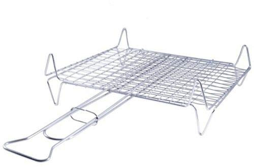 Graticola griglia bombata con piedi per barbecue ribaltabile doppio manico (40x45cm)