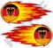 DEUTSCHLAND Deutsch Flammender Feuerball, Feuer 125mm Auto & Motorrad Aufkleber, x2 Vinyl Stickers