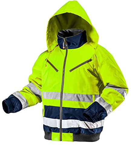 NEO TOOLS Thermo Warnschutzjacke EN 20471 Warnjacke orange Neon gelb Arbeitsjacke Warnschutz Sicherheitsjacke L Neongelb
