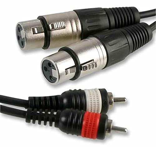 Pulse PLS00262 Câble XLR femelle 3 broches vers 2 prises phono RCA mâles, 6 m, noir