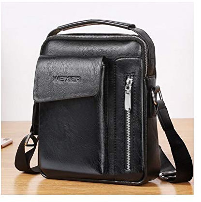 DFV mobile - Bag Leather Waist Shoulder Bag Compatible with Ebook, Tablet And for Realme X50 5G (2019) - Black