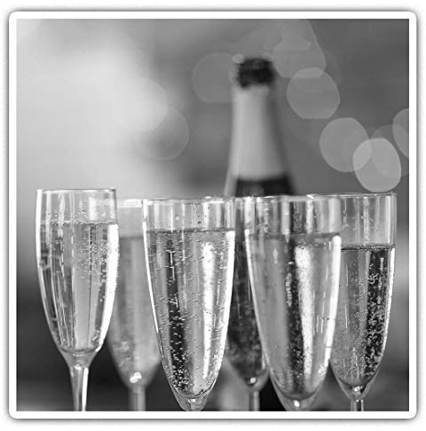 2 x 10cm Square Vinyl Stickers - Champagne Flute Glasses Celebration Decals 36994