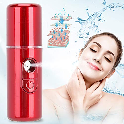Gesichtsdampfer Nano Ionic Gesichtssauna, Mini Gesicht Dampf klein Nebel Gesicht Handlicher Sauna, Feuchtigkeitsspendend Handlicher Sauna SPA für Frauen Männer feuchtigkeitsspendende (Rot)