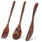 Set De 3 Couverts En Bois Portable, Cuillère Réutilisable Couteau Et Fourchette, Ustensiles De Cuisine Pour Voyage De Travail