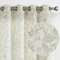 Lazzzy Leinen-Bauernhaus-Vorhänge für Wohnzimmer, 248 cm Länge, halbfloraler Druck, Fenstervorhang für Schlafzimmer, Landhauslichtfilterung, Ösenvorhang, 2 Paneele grün auf beige