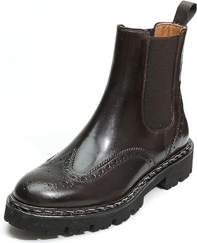 BRITISH PASSPORT - Stivaletti Chelsea Boot Invernali da Donna in Vera Pelle Soletto in Memory Foam - Suola in Gomma Superleggera - Taglia 37, Marrone Scuro - Made in Italy