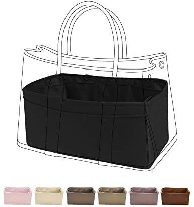 DGAZ Handtaschen Organizer Einsatz, Seide Innentasche für Hermes Garden Party 30/36 Taschen, Leicht Organizer Innentaschen (Schwarz, GP36)