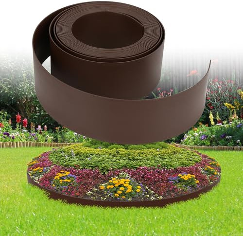 Randaco Rasenkante Braun Länge 50 m, Höhe 14 cm Beeteinfassung Beetumrandung Mähkante Profilkante Gartenumrandung gegen Wurzelausbreitung Pflasterstein, erhöht Schönheit Gartens