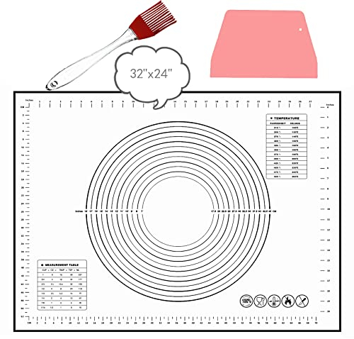 Silikon-Gebäckmatte, extra groß, 81,3 x 61 cm, hochwertige Antihaft-Backmatte mit Messung für Teigrollen, rutschfeste Thekenmatte