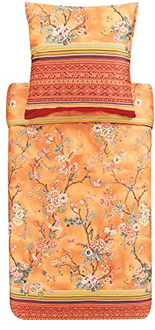 Bassetti Bettwäsche Garnitur Pallanza O1 aus Baumwolle Mako-Satin in der Farbe Orange 2-Teilig mit Reißverschluss, Maße: 200cm x 200cm, 80cm x 80cm, 9323954