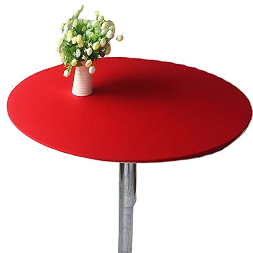 Cozomiz Elastische Tischdecke Gartentischdecke Rundtischdecke Waschbar rutschfeste Abwischbar Schmutzabweisend Tischdecke 60cm Runde Enge Passform Rot