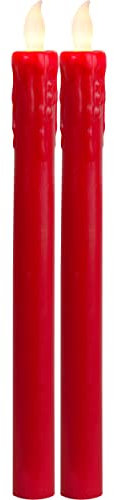 EGLO 2er Set LED Kerzen, Kerzenlicht flackernd für Kerzenleuchter, batteriebetriebene Weihnachtsdeko, künstliche Stabkerzen aus Echtwachs in Rot, elektrische Wachskerzen warmweiß, 25 cm