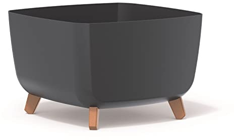 Prosperplast Gracia Square Blumentopf mit abnehmbaren Beinen inkl. Einsatz für Innen- und Außenbereich Pflanzgefäß Quadratisch Kunststoff UV-beständig 39x39x27cm (Anthrazit)