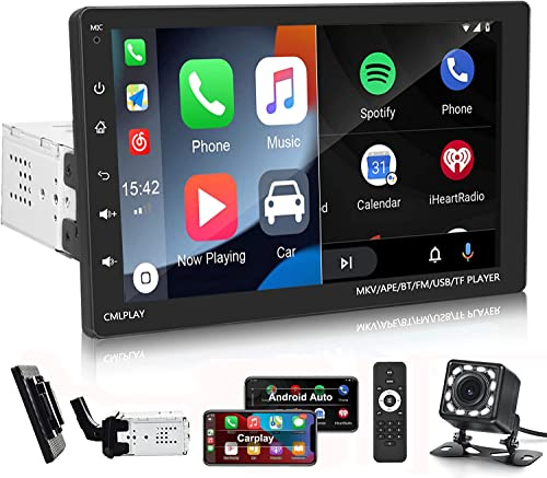 9 Zoll Abnehmbar Touchscreen Single Din Autoradio mit Bluetooth,Multimedia Player mit FM Radio Unterstützung Spiegel Link SWC und Bunte Hintergrundbeleuchtung Fernsteuerung+Backup -Kamera
