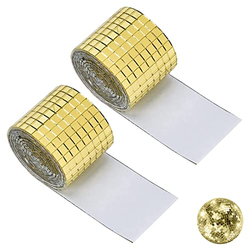 2 Rollen 3200 Stück Spiegel Mosaik Spiegelfliesen Aufkleber Quadratische Spiegel Mosaik Selbstklebende Selbstklebend Mosaik Für Küchen Bädern Fliesen Dekorative Handwerk(gold)