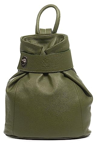 FIRENZE ARTEGIANI. Edvige Damen-Rucksack, Echtleder, Dollaro-Finish, 34 x 13,5 x 32 cm, Farbe: Grün, grün, Talla única, Casual
