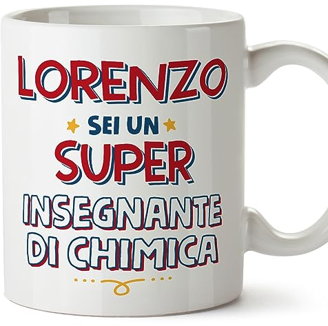 MUGFFINS Tazas Personalizadas para PROFESOR DE QUÍMICA hombre - En Italiano - Sei Super - 11 oz / 330 ml - Regalo Personalizable original y divertido