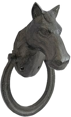 NEZIH Türklopfer Antiker Gusseisen-Pferdekopf-Türklopfer-Griff, Roheisen, Schlichter Türklopfer-Griff, Eisen-Pferdekopf für Land/Garten Klassisch