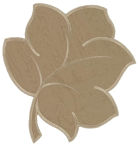 Plauener Spitze Tischdecke Herbst Blatt 24 cm Tilburg Beige Stickerei Deckchen Tischdekoration Bestickt Stoff Modern Made in Germany