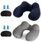 LUZWAY Cuscino da Viaggio Gonfiabile Cervicale Collo Cuscini di Supporto Travel Pillow con Federa Lavabile, Tappi per Le Orecchie, Maschera, per Viaggi Aereo Auto Treno Ufficio (2 pezzi, Blu+Grigio)