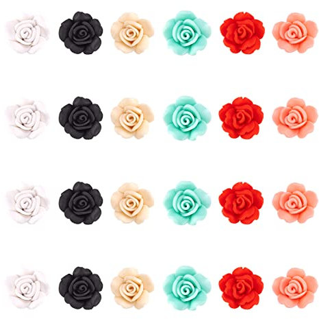 Boutigem 30 Stück Blumen Ton Perlen 3D Rose Blume Spacer Perlen für Valentinstag Schmuckherstellung DIY Handwerk