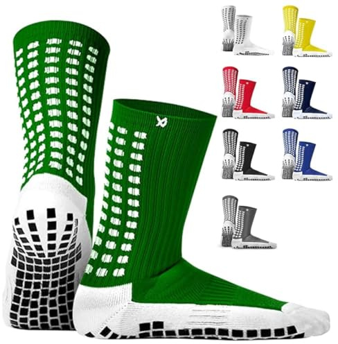 Lux Dual Grip Soccer Socks for Men & Women - DualGrip Engineered for Performance & Comfort - Anti-Slip Grip Socks for Soccer, Green (1 Pack), Medium