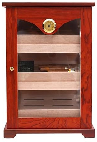 Humidor Zigarren Humidor für Zigarren aus Zedernholz mit Hygrometer Luftbefeuchter mit Schloss für Zigarren Humidor Box für Zigarren Feuchtigkeitsspendende Ausstellungsbox geeignet für 100 Stück Cus