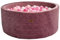 GoldenGroup Piscine à Balles Bébé LUX 90x40 cm - Piscine à Balles en Velours - Piscine à Balles Ronde en Mousse - Piscine à Balles sans Balles - Rose