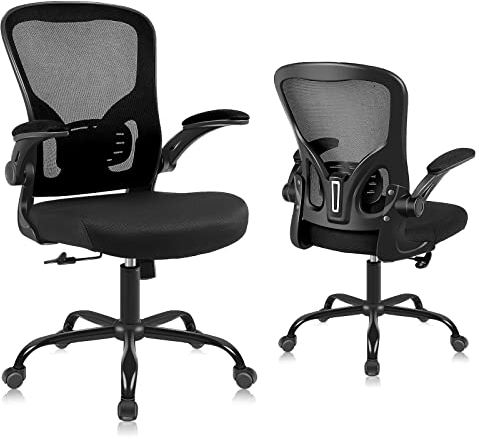 Youhauchair Office Chair, Breathable Mesh Swivel Desk Chair, Lumbar Back Support Ergonomic Office Chair, Computer Chair Office Chairs with Flip-up Armrests, Black