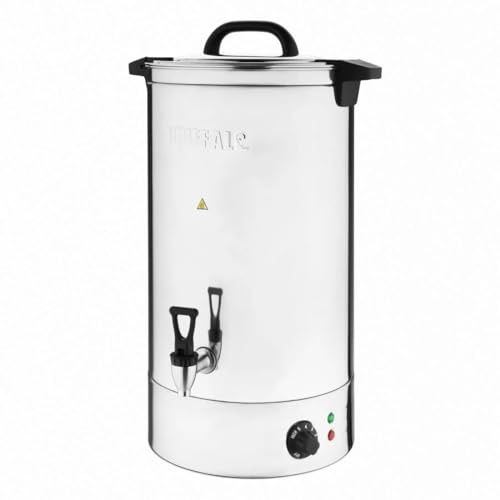 Buffalo Manual Fill Energy Saving Water Boiler, Stainless Steel, 20Ltr | Double-walled insulation keeps water hot while the 32°C to 100°C temperature dial allows precise heat control.
