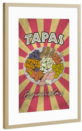 artboxONE Poster mit Rahmen Gold 30x20 cm Spanische Tapas von sommersbilder - gerahmtes Poster