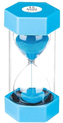 SuLiao Sanduhr 15 Minuten Blau, Eieruhren Timer Set, Buntes Stundenglas,Hourglass Sand Timer für Kinder Schule, Kinder zähneputzen, Kita, Büro, Haus, Deko, Spiele, Klassenzimmer, Küche
