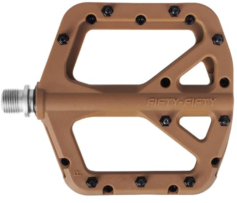 FIFTY-FIFTY Fahrradpedale, Nylon Composite MTB Pedale, rutschfest Mountainbike Pedale, 9/16 Zoll Flat Pedal MTB für All Mountain, Enduro, Downhill, E-Bike (Gum)