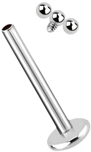 Ohr Piercing Labret Stecker in 1,2 x 5 mm mit drei mini Kugeln