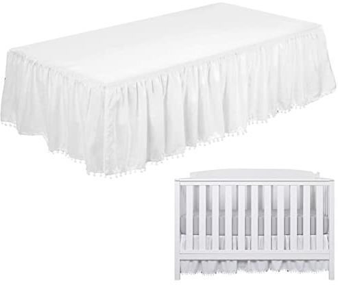 Rurunklee Rüschen Bettrock für Babys Kinderzimmer Bettwäsche Kinderbett Rock Elastischer Babybett Staubschutz Krippenbett Dekoration Anzug für Krippenbetten von 52 x 28 Zoll