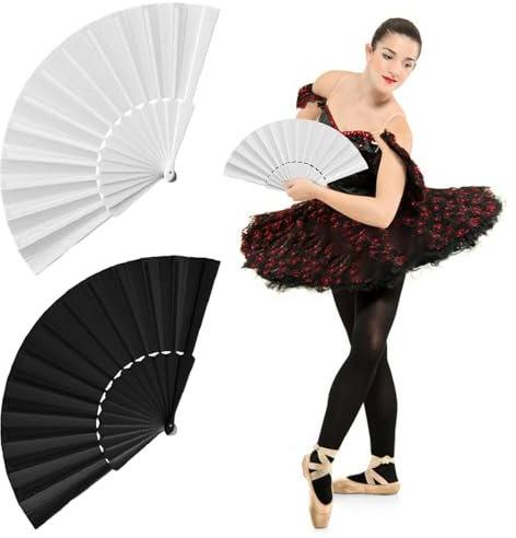 2pcs Hand Fan Folding Fabric Hand Fan Chinese Spanish Fan Black Folding Fan Folding Fan Kung Fu Tai Chi Fan Foldable Hand Fan for Dancing Cosplay Props(COLOUR:as shown)