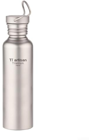 Ultralight Titanium Water Bottle- Outdoor Camping Hiking Sports Hydration Bottle With Silicone Seal Leakproof Loop Cap For Camping Hiking Cycling(750ml)