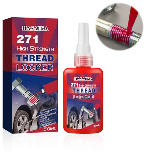 HASAIKA® Threadlocker, Frenafiletti Medio, Frenafiletti Rosso, Agente bloccante a media viscosità per dadi, bulloni, elementi di fissaggio e metallo per prevenire l'allentamento (50 ml)