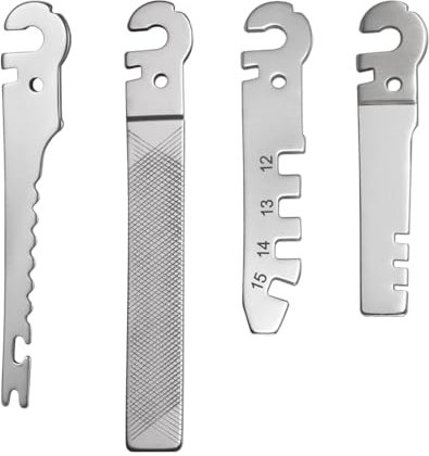 Roxon FT03 Build Your Own Multitool Flex Accessory (4-tlg. Set inkl. Flachfeile (Cross & Single Cut), Fischhakenentferner & Fischentschupper, Fischhakenschärfer & Einsteller, Fahrradspeichenschlüssel)