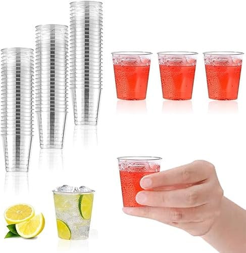 Deseret Glass Plastic Mini Shot Glasses (Pack of 50) - Disposable, Reusable & Durable, Crystal Clear, Multi Use, Small Party Cup Set