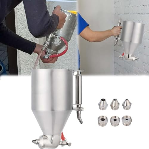 Pistola de mortero eléctrica, Rociador de mortero con 6 boquillas reemplazables Rociador de Mortero 0.1-0.8pa 3500 Ml De Barro De Diatomeas Rociador De Pintura De Piedra Real