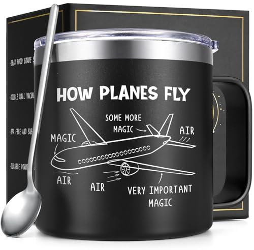 Gtmileo Aviation Gifts, How Planes Fly-14oz Insulated Coffee Mug, Christmas Gift, Airplane Gifts, Aerospace Engineering Gifts, Birthday Pilot Gifts for Men Aviation Lovers Engineer, Pilot Mug